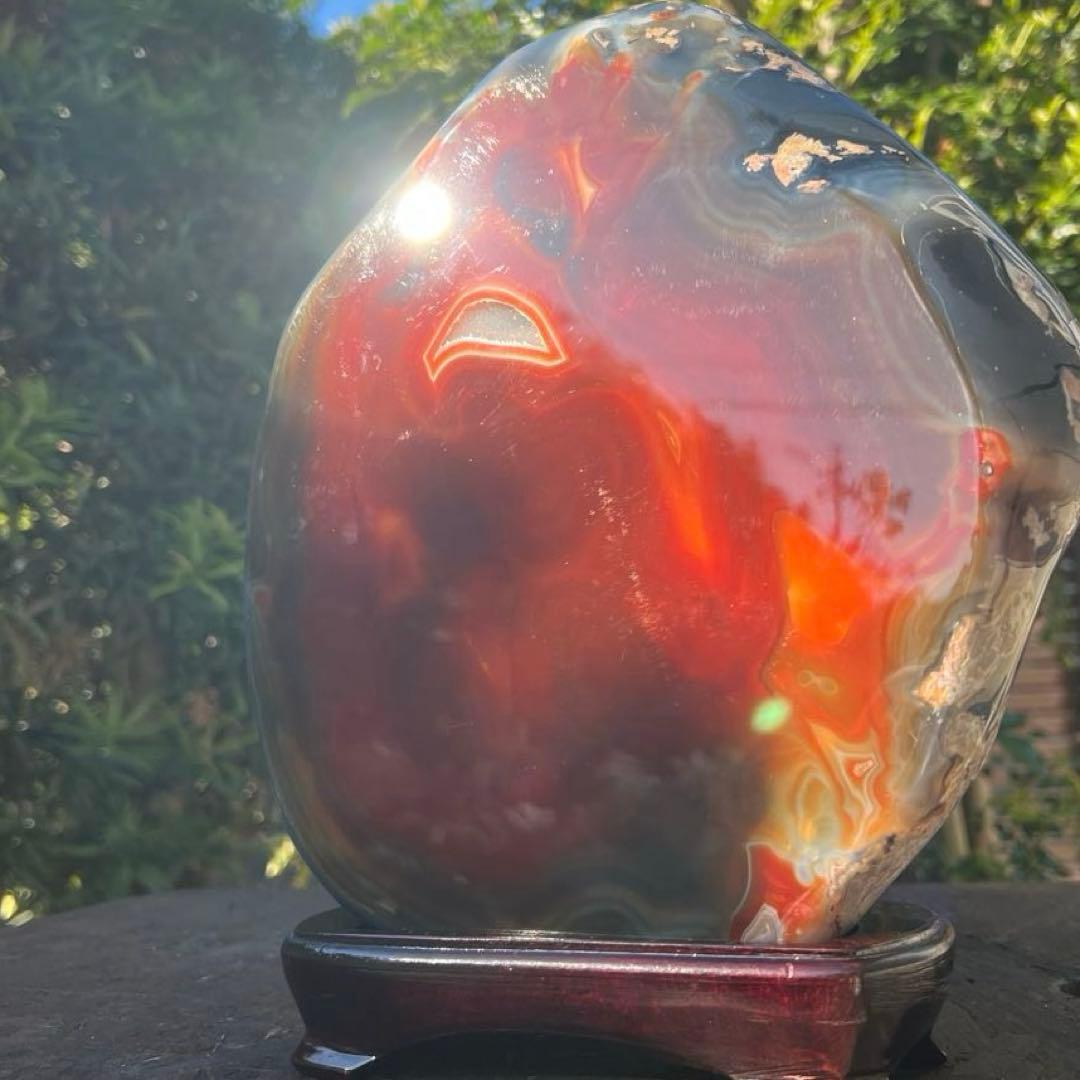 ✳️素敵な色合いと輝き✨ジオードメノウのパワー☆極大サイズ 赤メノウ 瑪瑙 天然石