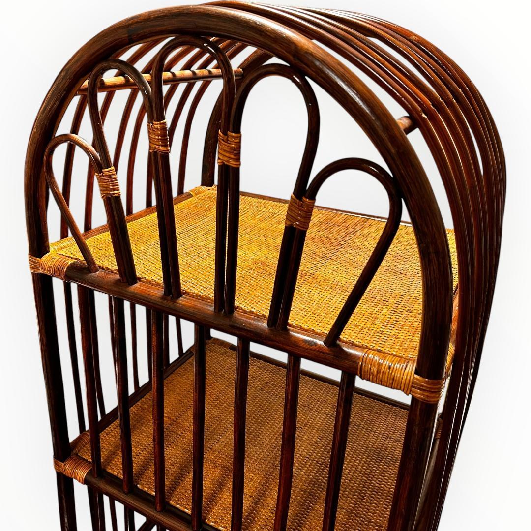 【美品】ラタン アーチ型 5段シェルフ 引き出し付き 籐家具 ヴィンテージ