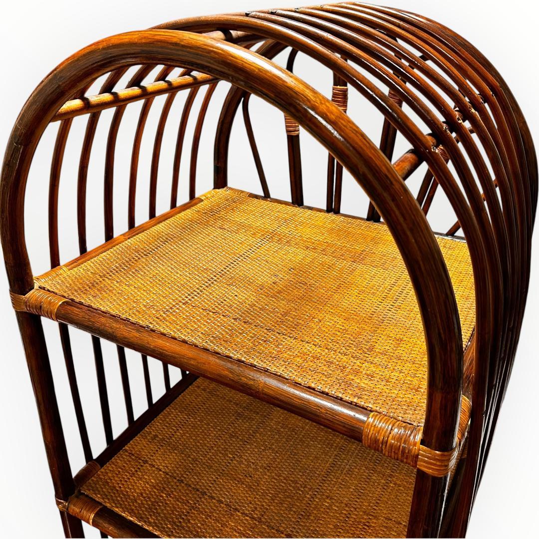 【美品】ラタン アーチ型 5段シェルフ 引き出し付き 籐家具 ヴィンテージ