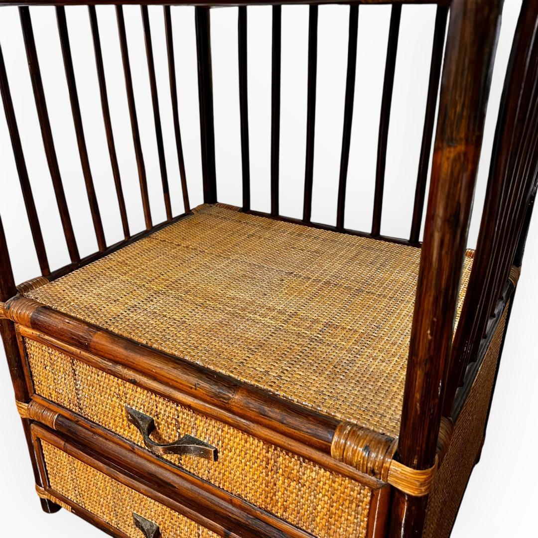 【美品】ラタン アーチ型 5段シェルフ 引き出し付き 籐家具 ヴィンテージ