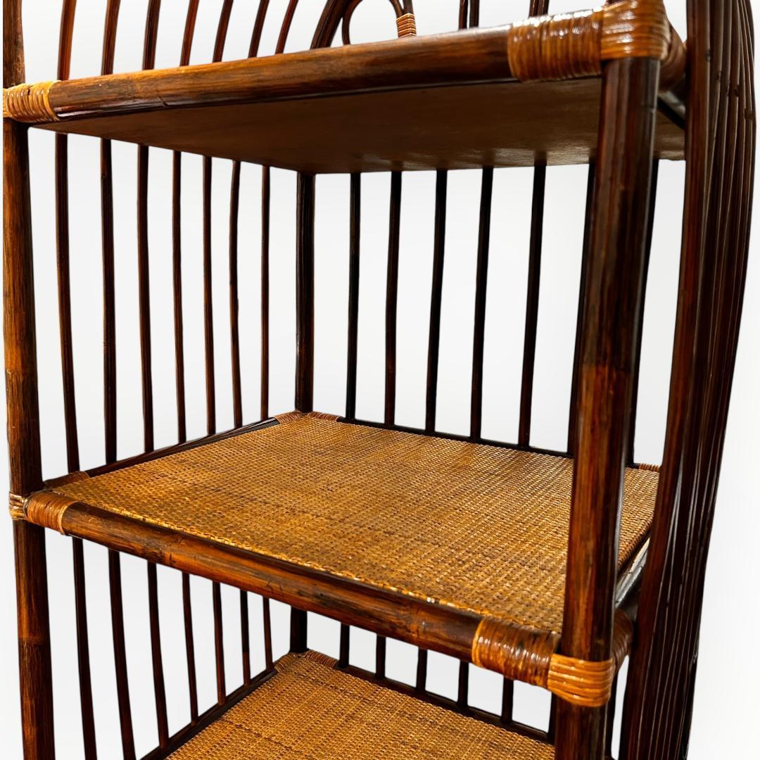 【美品】ラタン アーチ型 5段シェルフ 引き出し付き 籐家具 ヴィンテージ