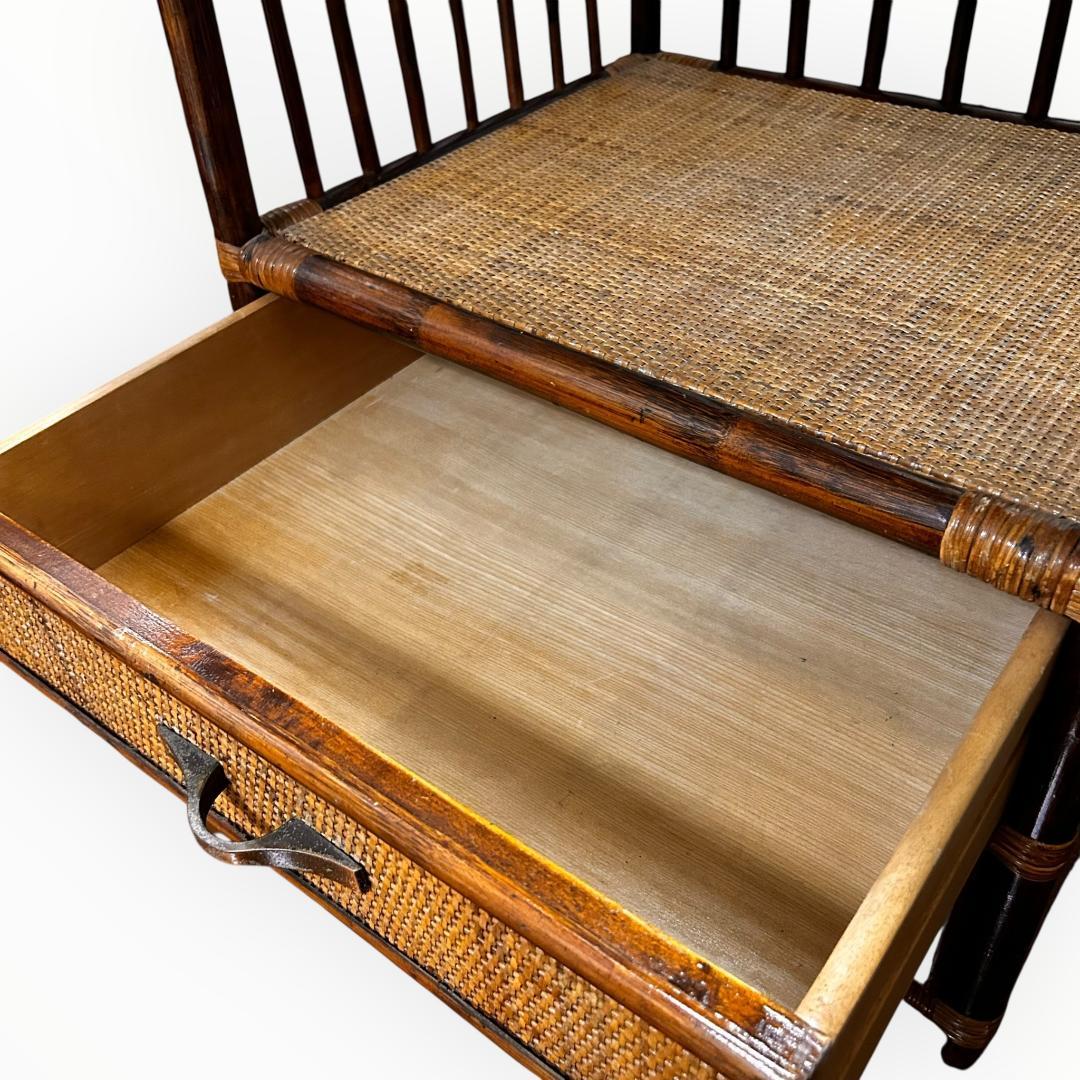 【美品】ラタン アーチ型 5段シェルフ 引き出し付き 籐家具 ヴィンテージ