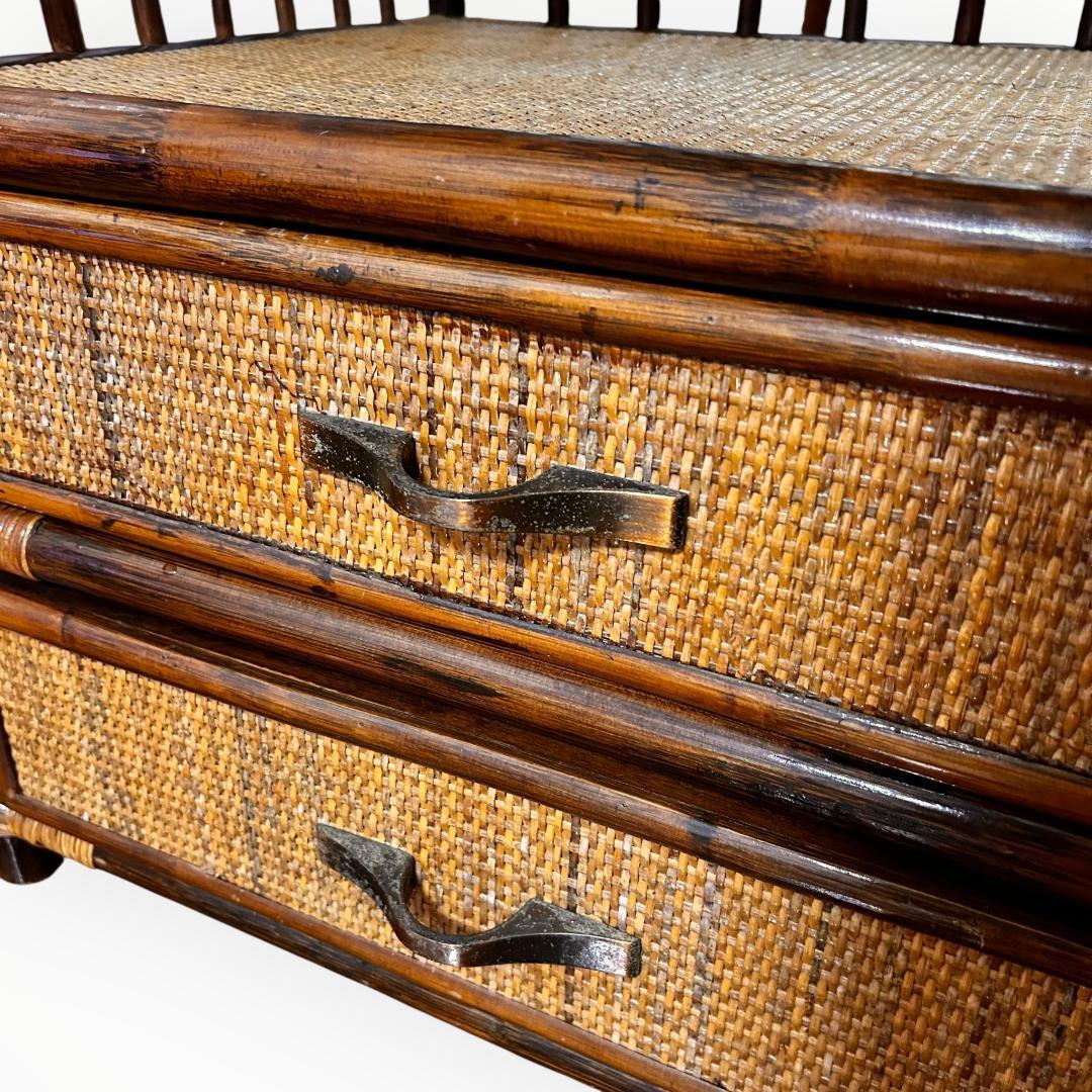 【美品】ラタン アーチ型 5段シェルフ 引き出し付き 籐家具 ヴィンテージ