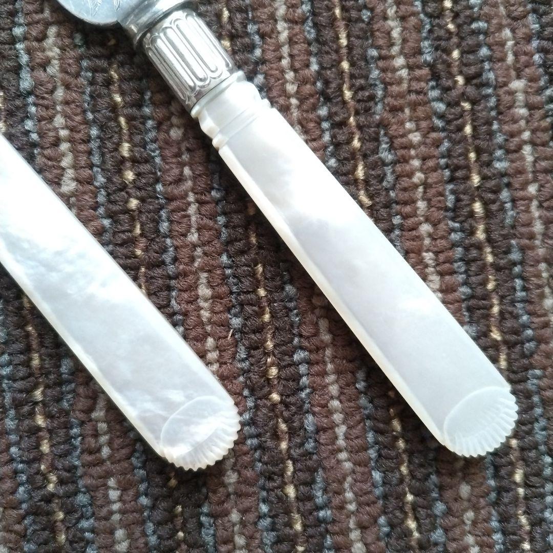 HARWOOD　マザー・オブ・パール　白蝶貝　EPNS　デザートナイフ　２本