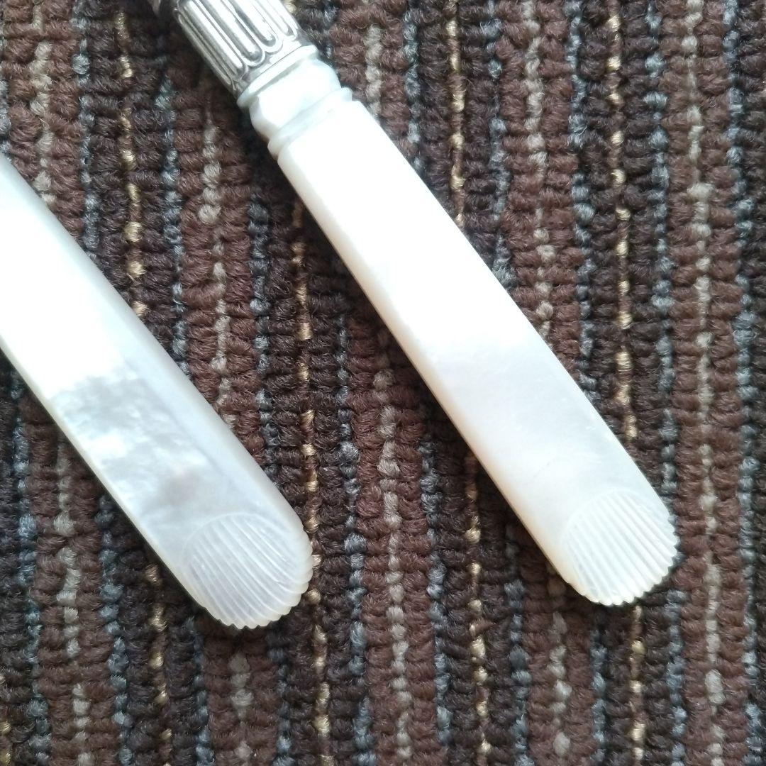 HARWOOD　マザー・オブ・パール　白蝶貝　EPNS　デザートナイフ　２本