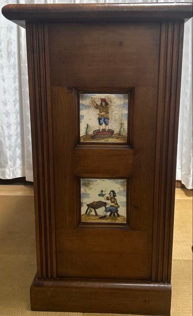 木製　キッチンカウンター（生地付き）　タイル装飾付き