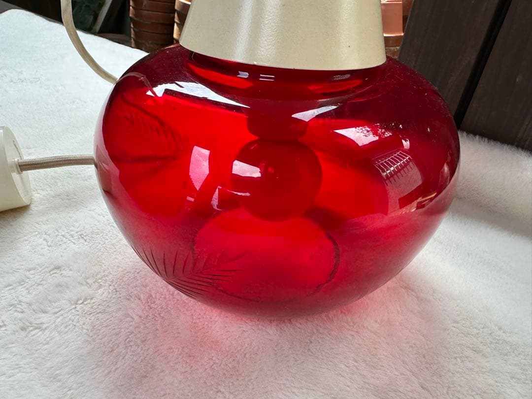 昭和レトロ　ペンダントライト　松下電工　切子模様　デッドストック　当時物