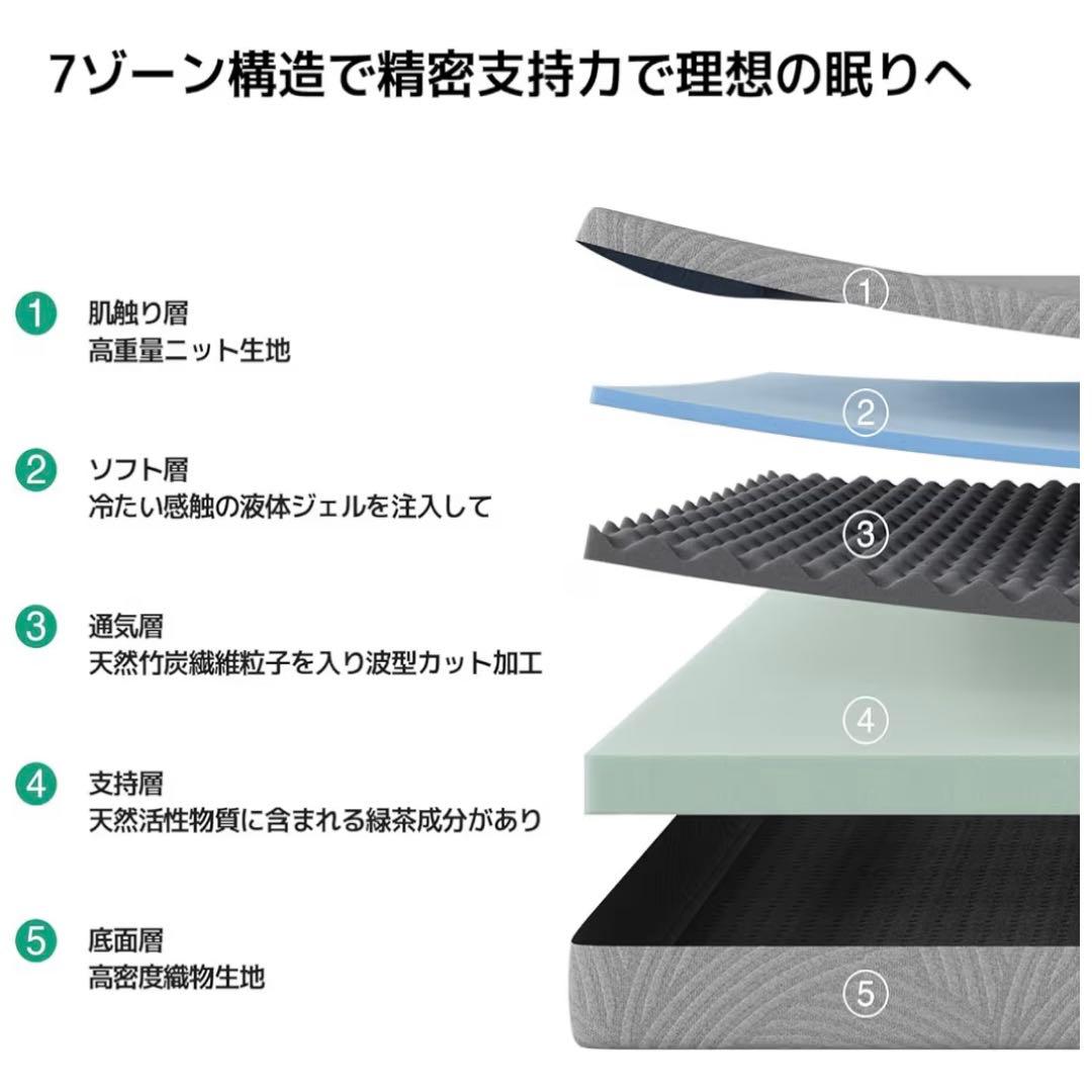 マットレス シングル やや硬め 厚さ16cm 緑茶成分 3層構造 体圧分散