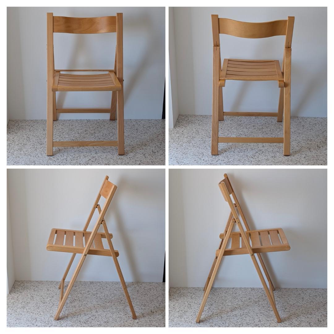 90s ビンテージ 無印 イタリア製 ブナ材 折りたたみチェア 2脚セット 美品