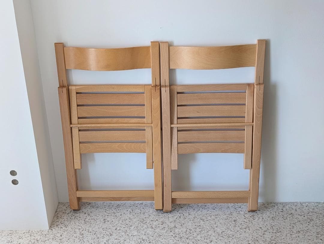 90s ビンテージ 無印 イタリア製 ブナ材 折りたたみチェア 2脚セット 美品