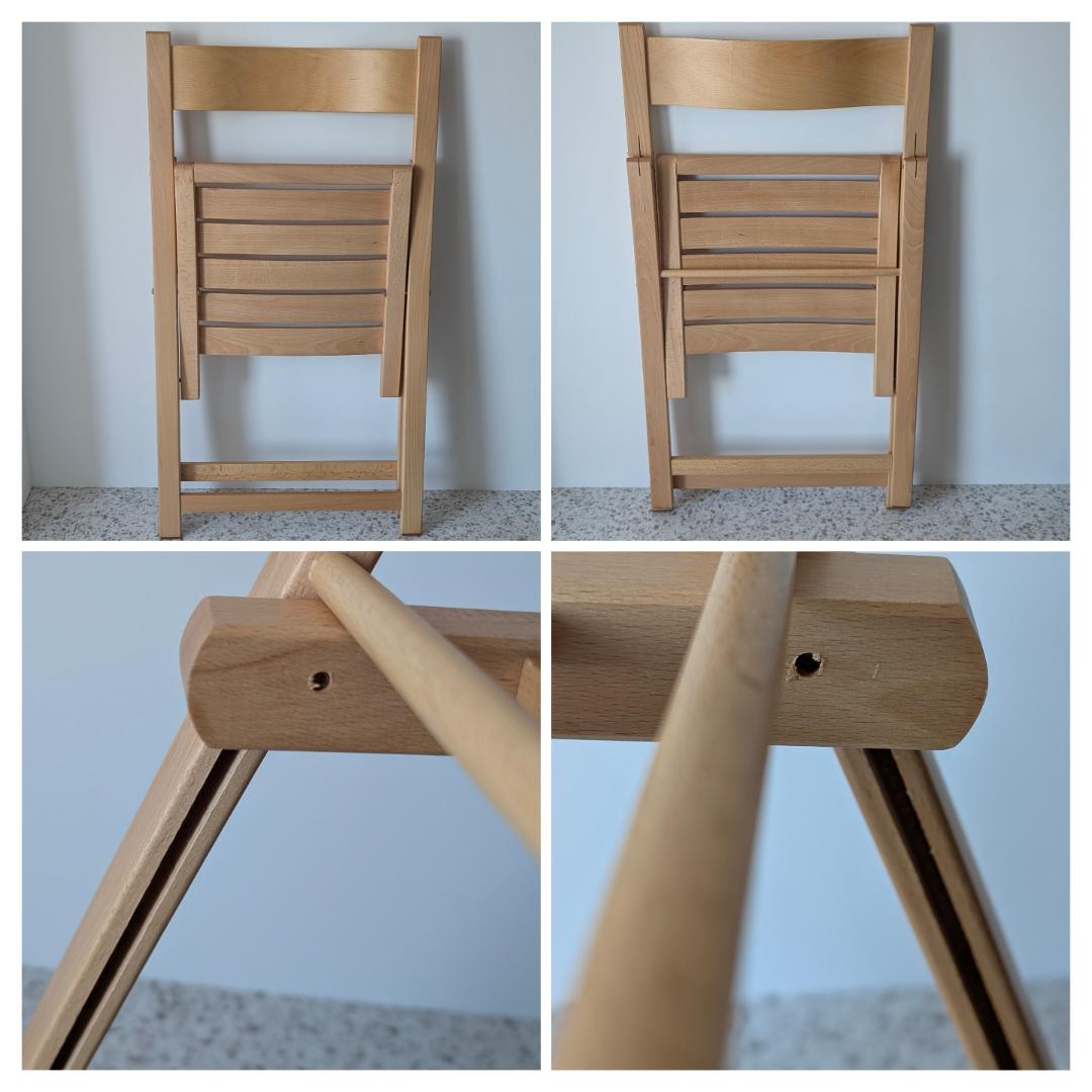 90s ビンテージ 無印 イタリア製 ブナ材 折りたたみチェア 2脚セット 美品