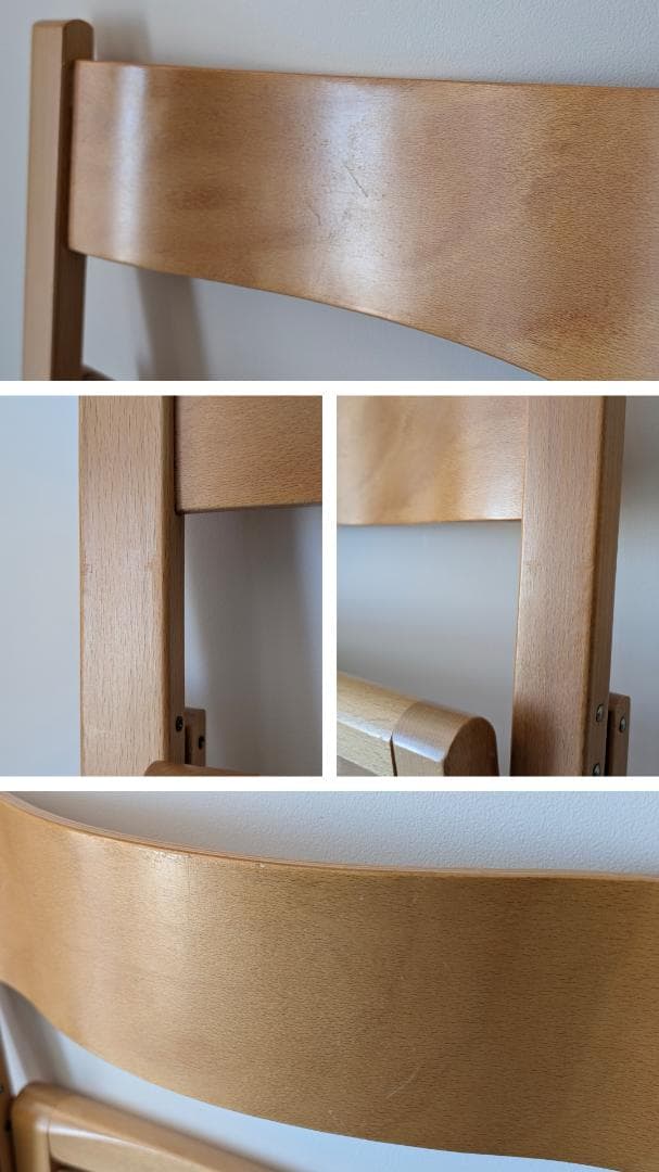 90s ビンテージ 無印 イタリア製 ブナ材 折りたたみチェア 2脚セット 美品