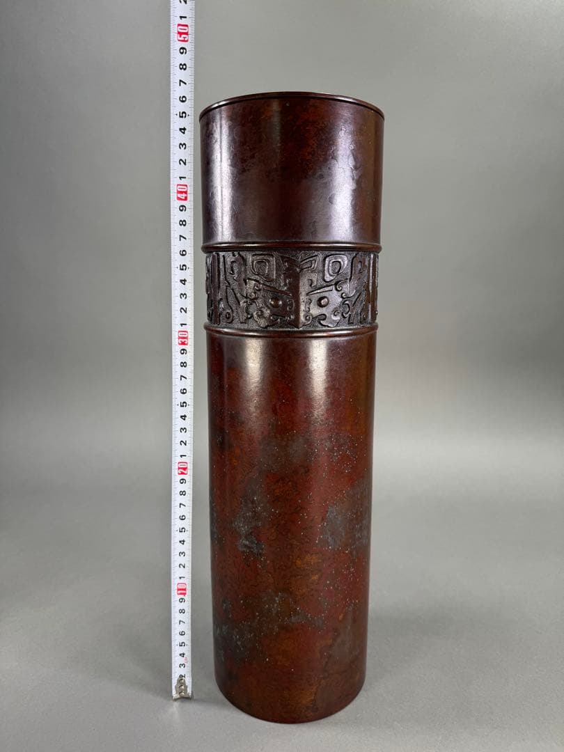 いけばな　池坊　銅鋳　唐銅花器　古流　未生流　龍生派　花瓶　花器高さ45.7cm