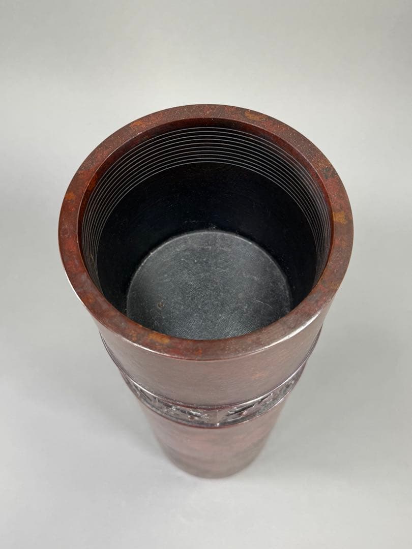 いけばな　池坊　銅鋳　唐銅花器　古流　未生流　龍生派　花瓶　花器高さ45.7cm