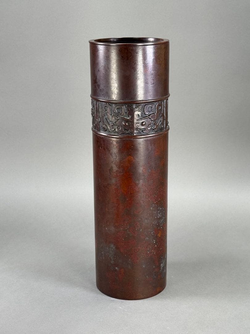 いけばな　池坊　銅鋳　唐銅花器　古流　未生流　龍生派　花瓶　花器高さ45.7cm