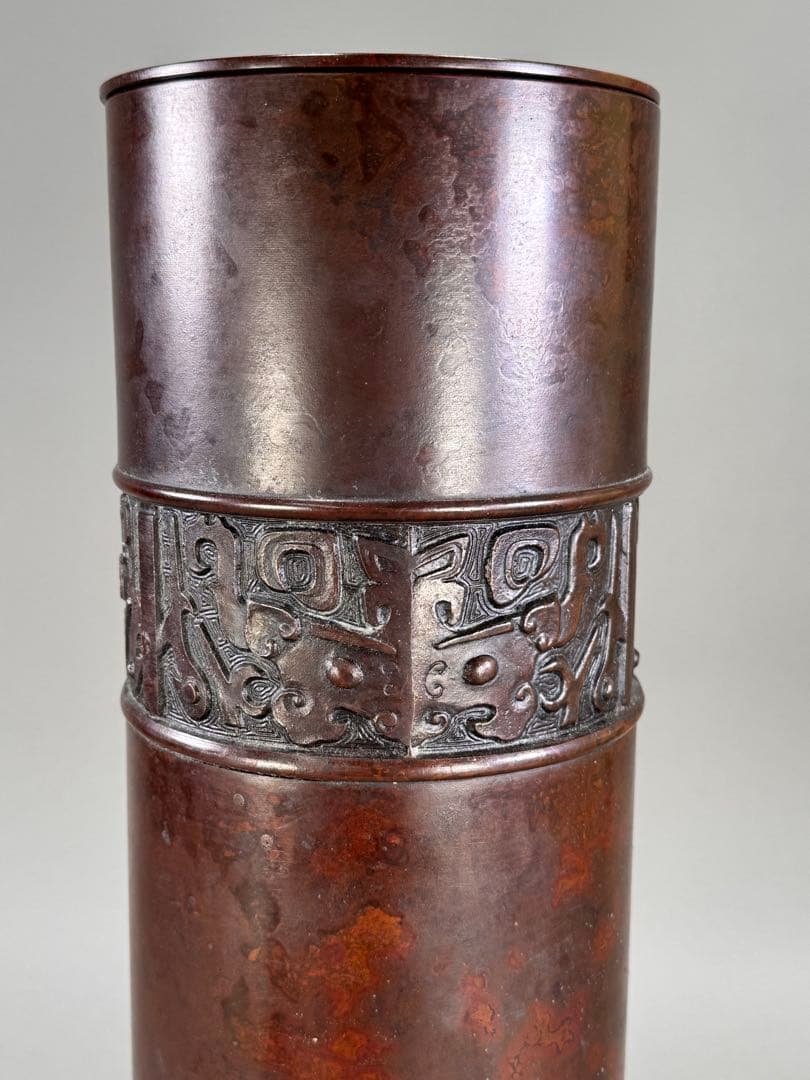 いけばな　池坊　銅鋳　唐銅花器　古流　未生流　龍生派　花瓶　花器高さ45.7cm