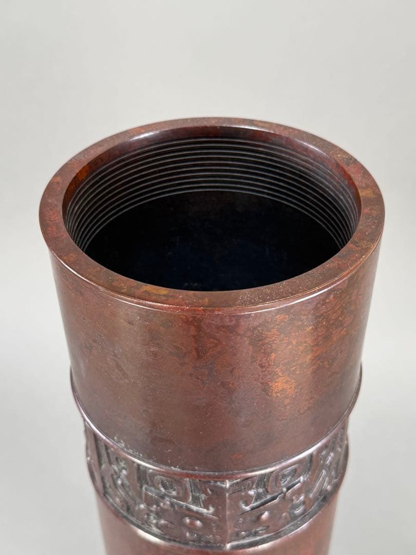 いけばな　池坊　銅鋳　唐銅花器　古流　未生流　龍生派　花瓶　花器高さ45.7cm