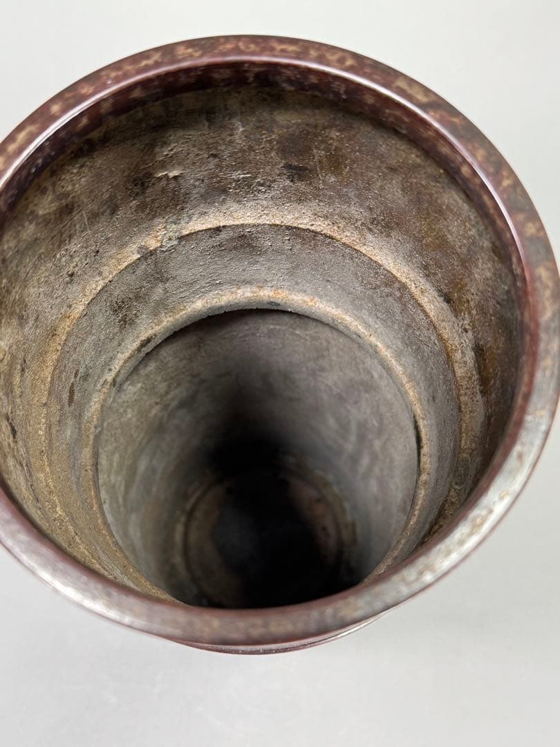 いけばな　池坊　銅鋳　唐銅花器　古流　未生流　龍生派　花瓶　花器高さ45.7cm