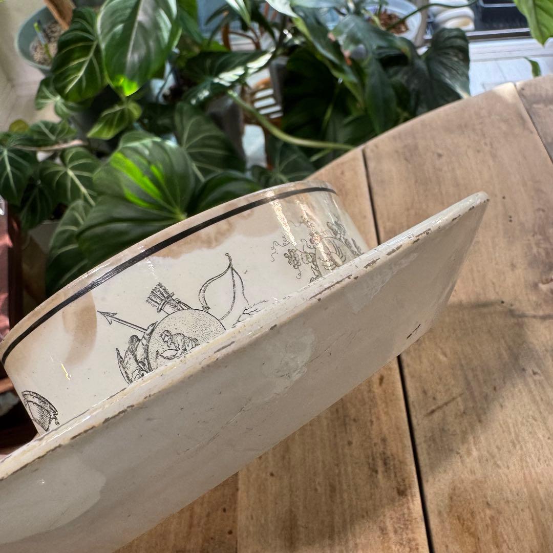 激レア！フランスアンティーク バターケース クレイユ窯 Terre de fer