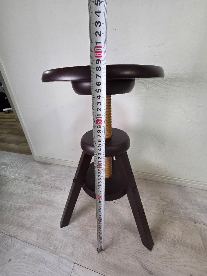 ダークブラウン 木製スツール 高さ59cm