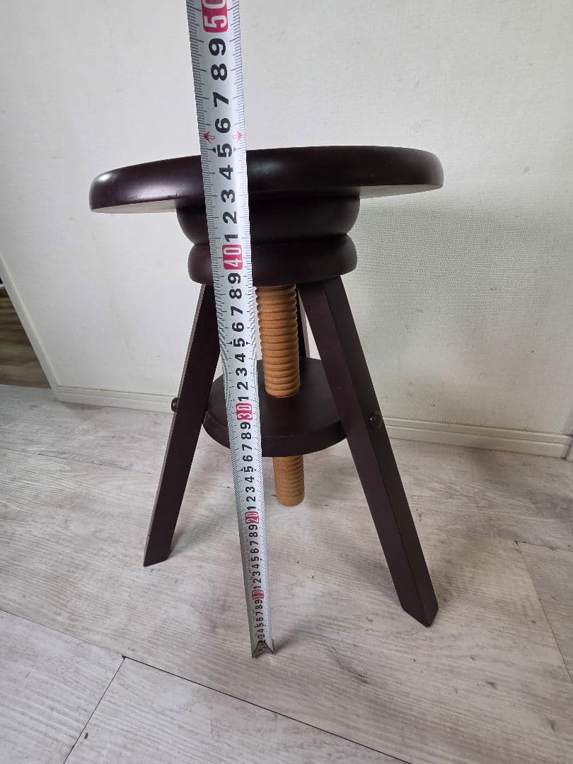 ダークブラウン 木製スツール 高さ59cm