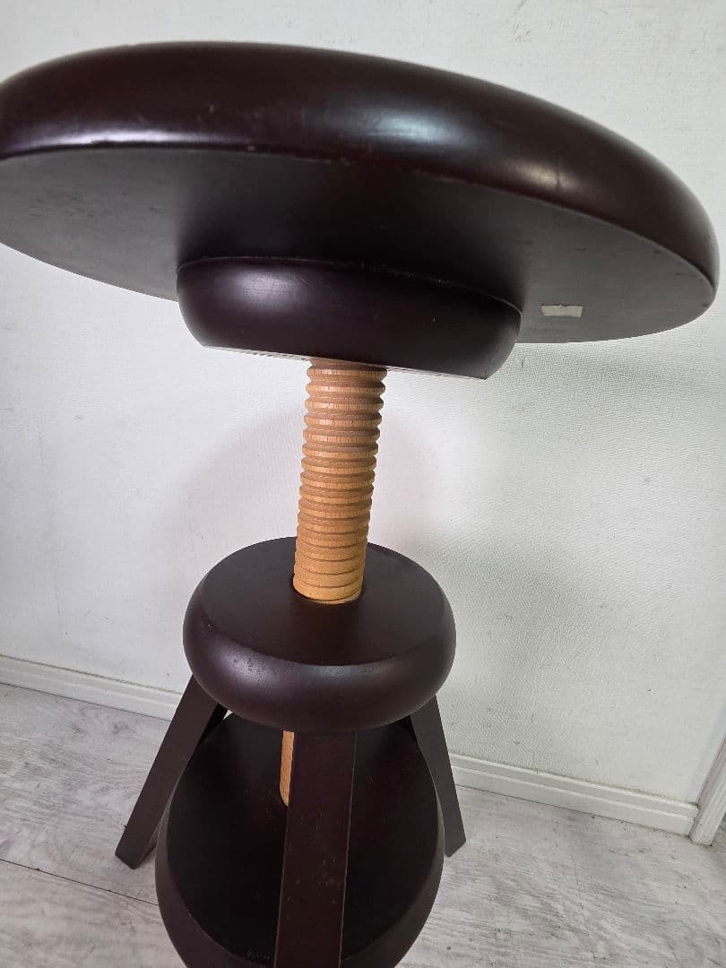 ダークブラウン 木製スツール 高さ59cm