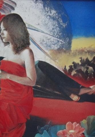 山根須磨子、【月下夢想譚】、希少な額装用画集より、新品額装付、状態良好