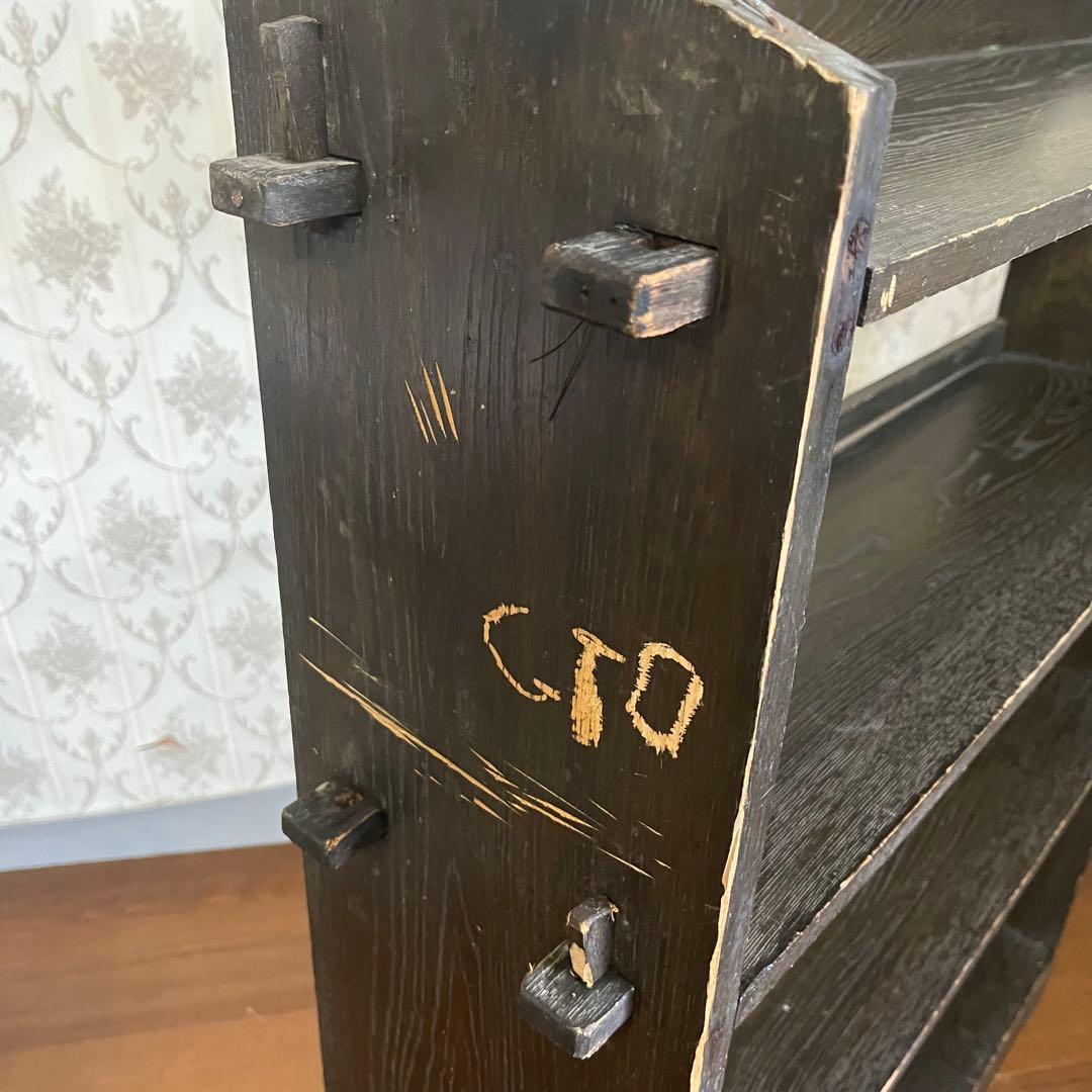 【アンティーク】昭和レトロ 木製 4段 楔本棚 くさび 飾り棚 オープンラック