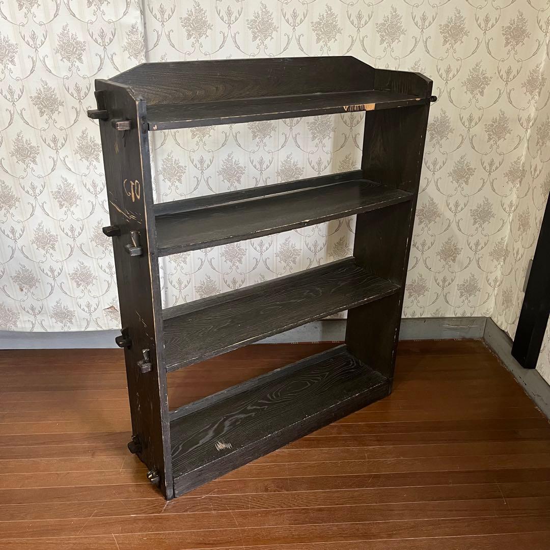 【アンティーク】昭和レトロ 木製 4段 楔本棚 くさび 飾り棚 オープンラック