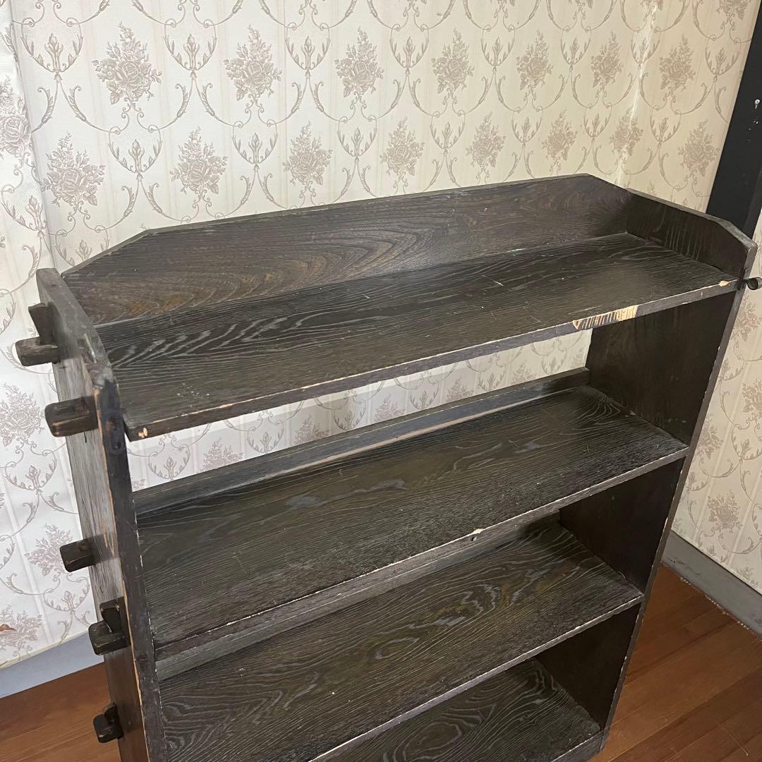 【アンティーク】昭和レトロ 木製 4段 楔本棚 くさび 飾り棚 オープンラック