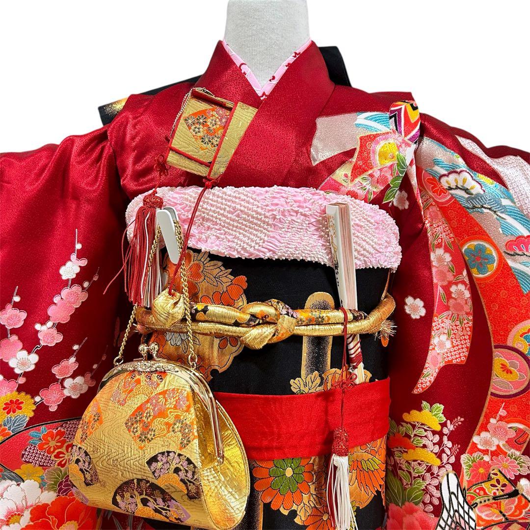 【いそろく様ご希望品】着物　七五三　7歳　女の子　13点　フルセット　深赤