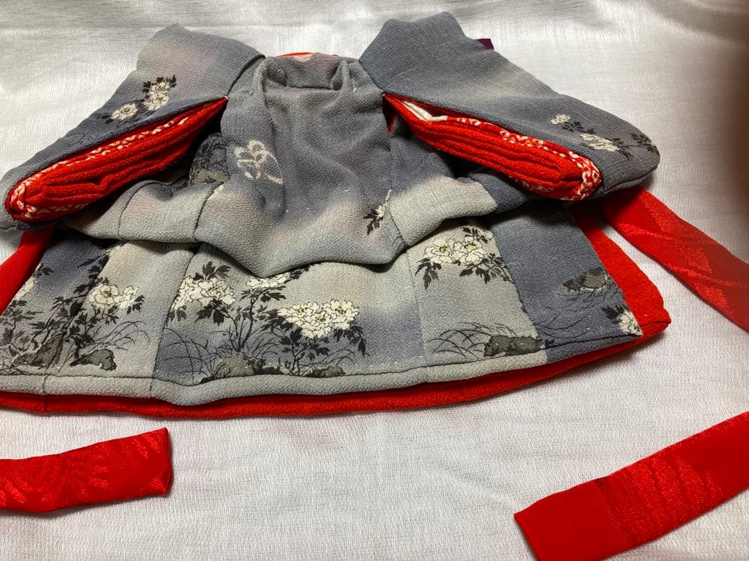 手作りの市松人形3号用江戸ちりめん比翼仕立ての着物