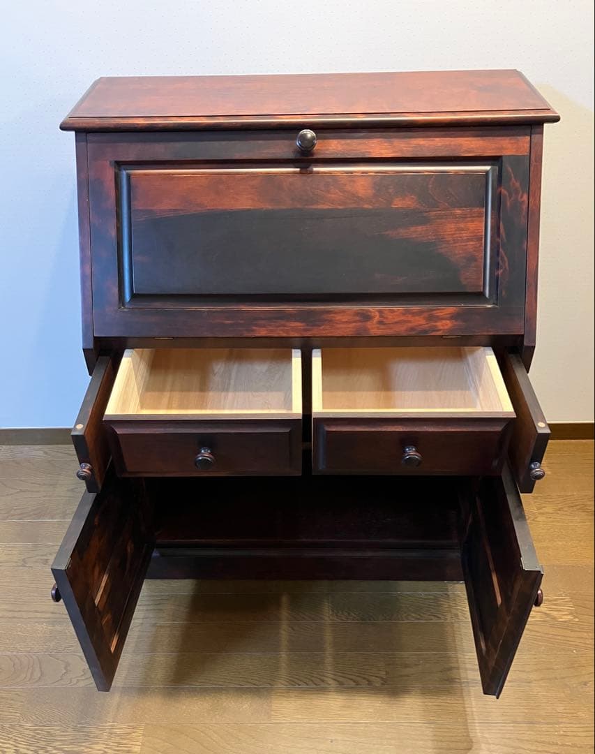 美品 ライティングビューロー、北海道民芸家具、ダークブラウン - メルカリ