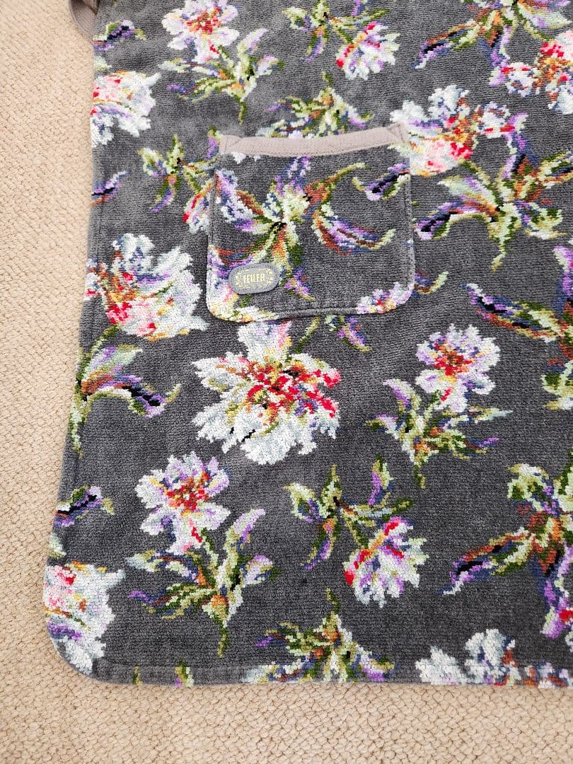 Feiler/フェイラー　 花柄エプロン シェニール織　グレー