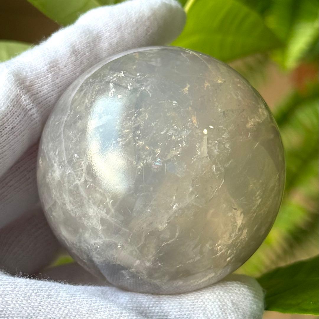 ブルーローズクォーツ　グレー　スフィア　53mm マダガスカル産　天然石
