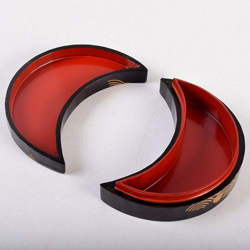 茶道具 道場宗廣作 黒一関塗 惺斉好 青海波壷々 月香合 共箱 Z 8551