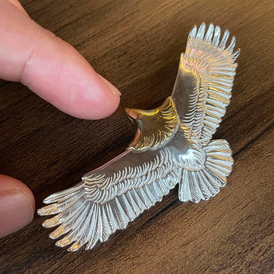 大イーグル ネックレス トップ フェザー ハンドメイド コンビ