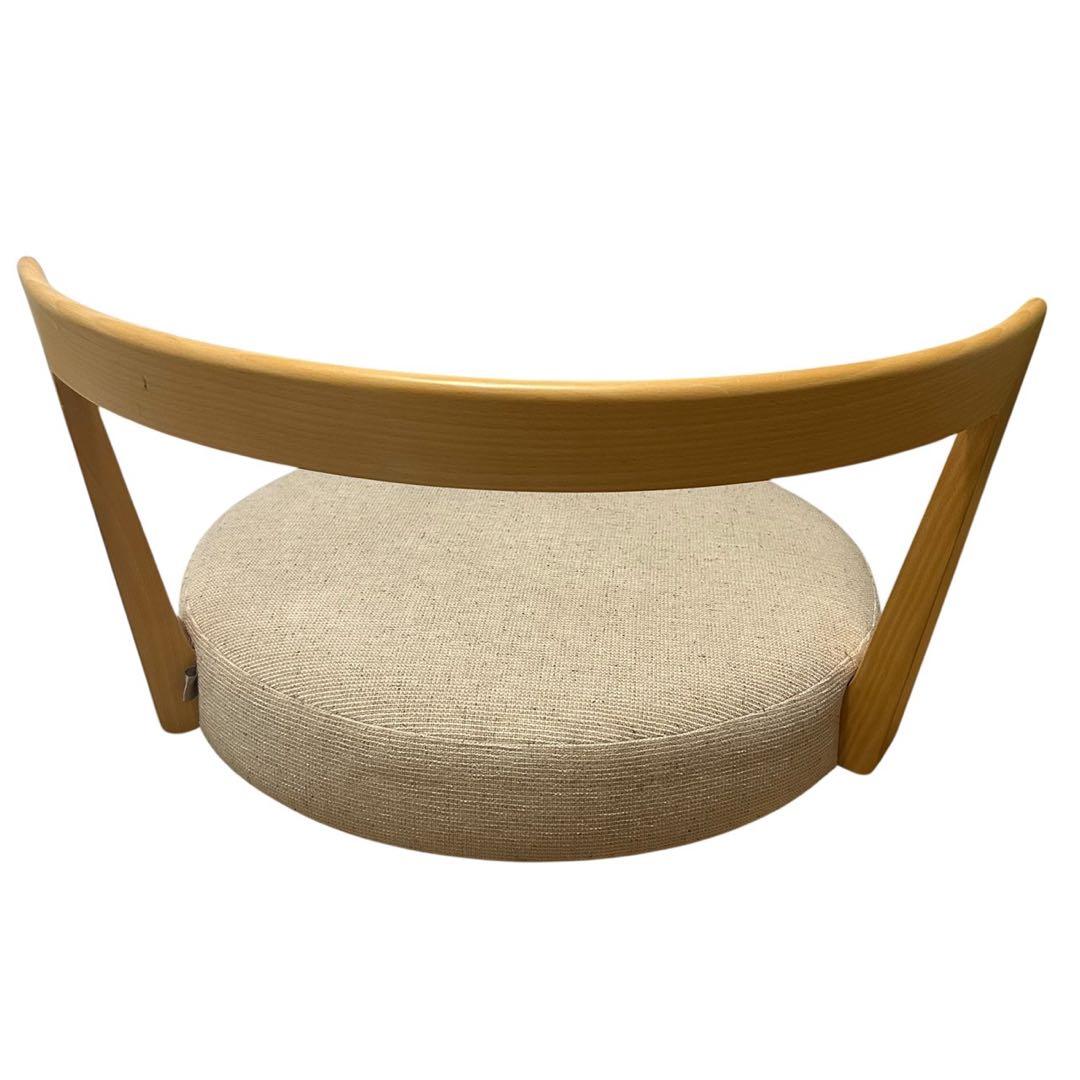 美品 飛騨産業 HIDA 日進木工 座椅子 ラウンド座面 木製フレーム 布張り