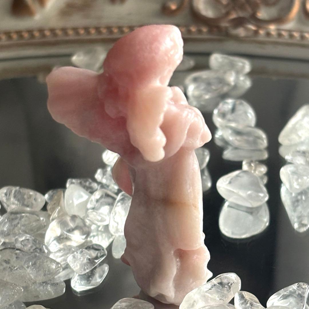 商談中♡♡ピンクオパール カービング天使の置物