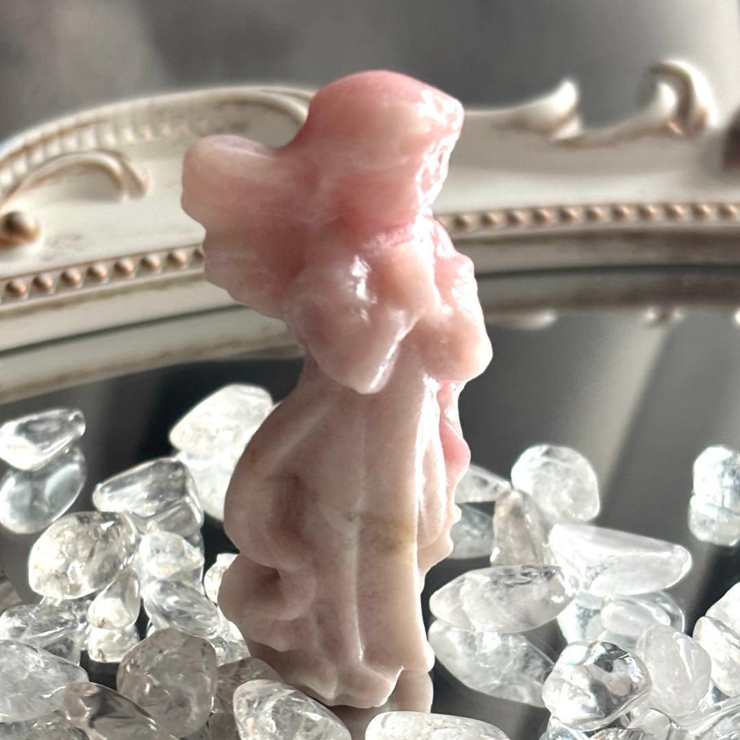 商談中♡♡ピンクオパール カービング天使の置物