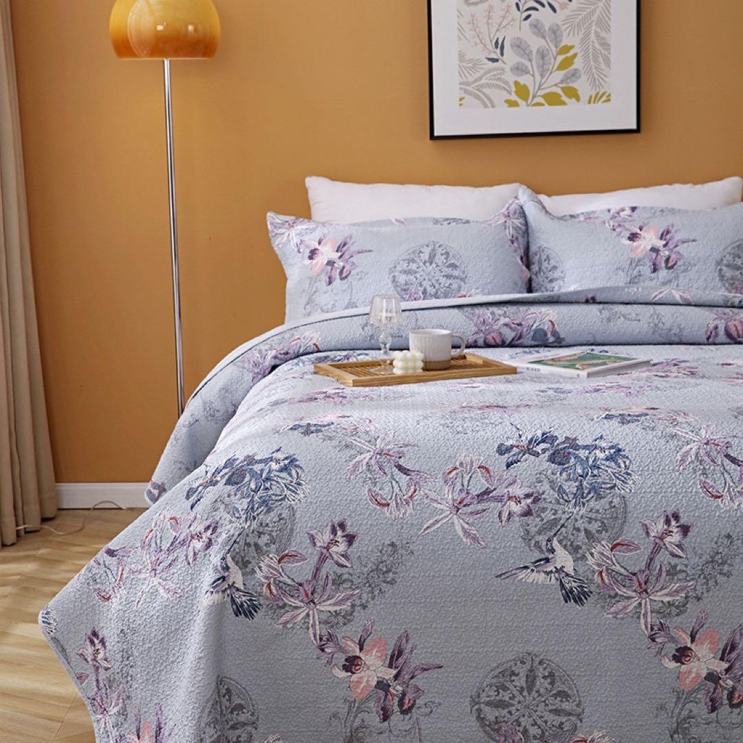 キルトベッドカバー3点セット綿マルチカバー キルティング 715