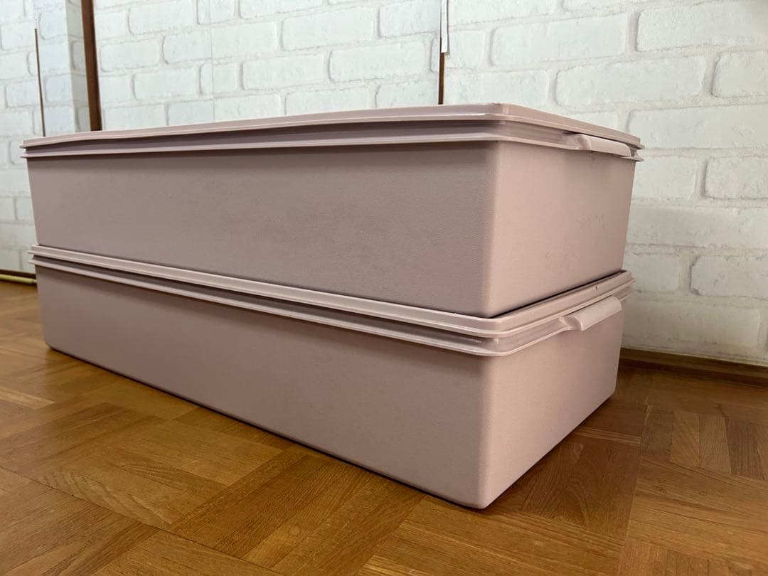 【Tupperware】ロングスーパーケース　（ピンク）2点