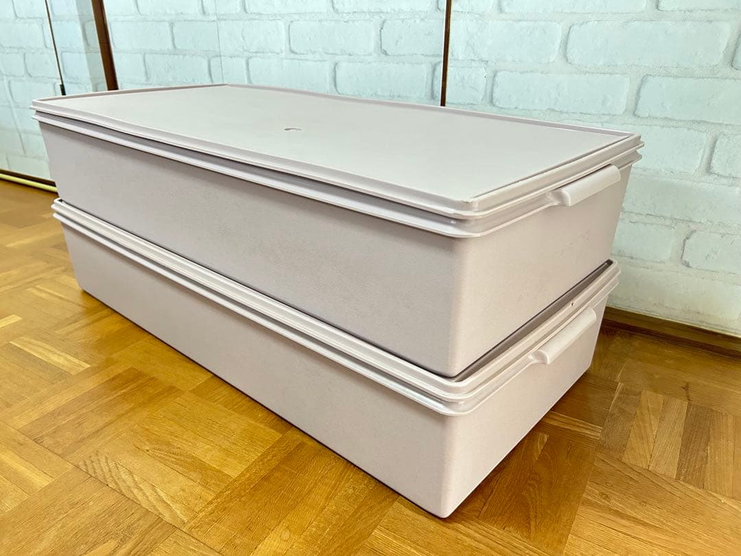 【Tupperware】ロングスーパーケース　（ピンク）2点