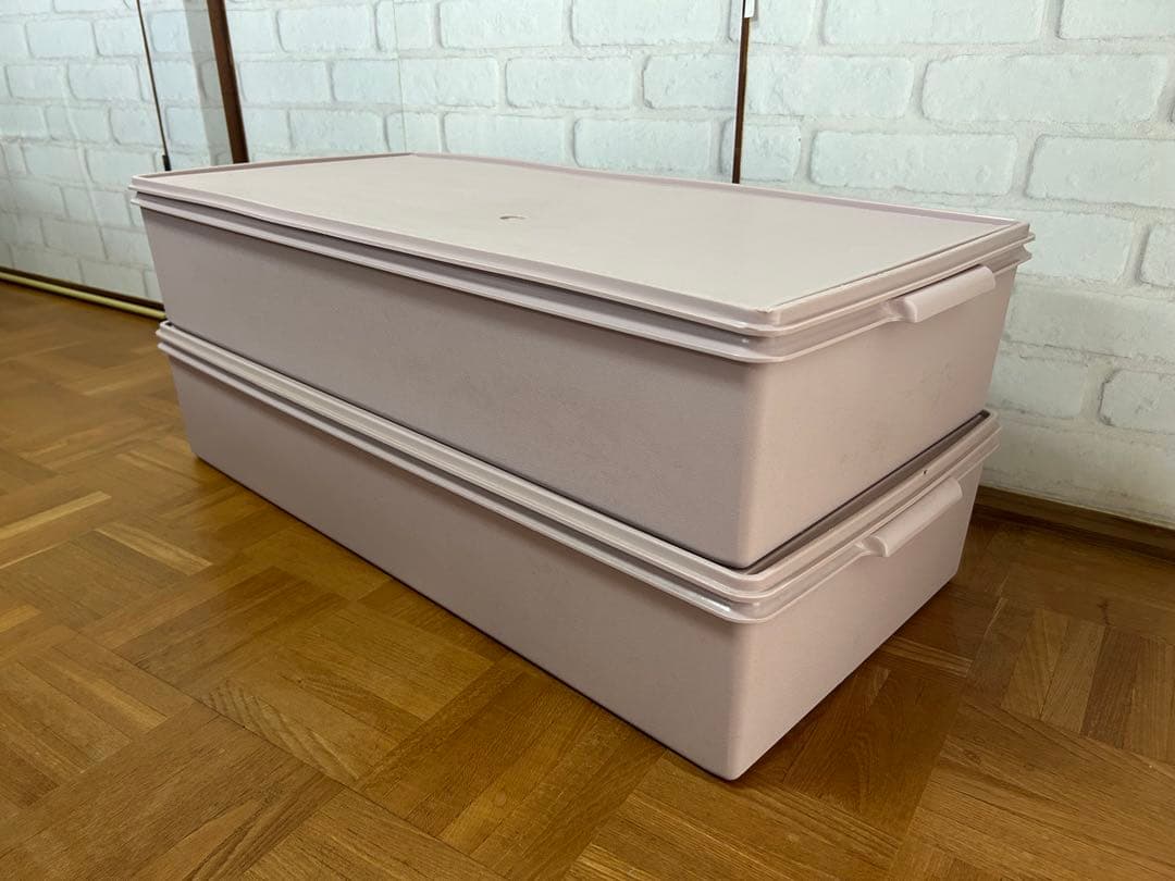 【Tupperware】ロングスーパーケース　（ピンク）2点