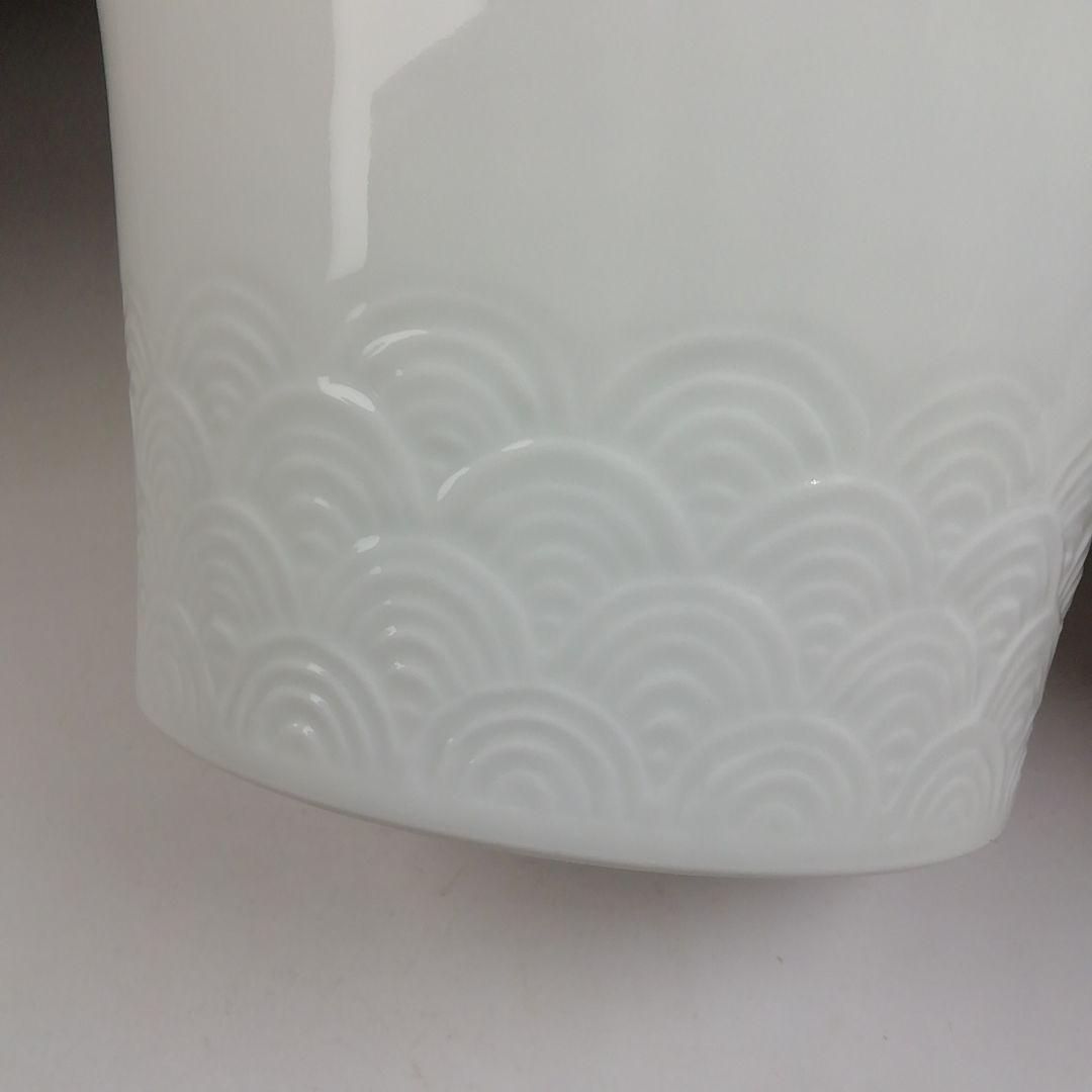 W64 水指 『白磁 青海波』『末広水指』『横石喜助 造』 共箱 茶道具