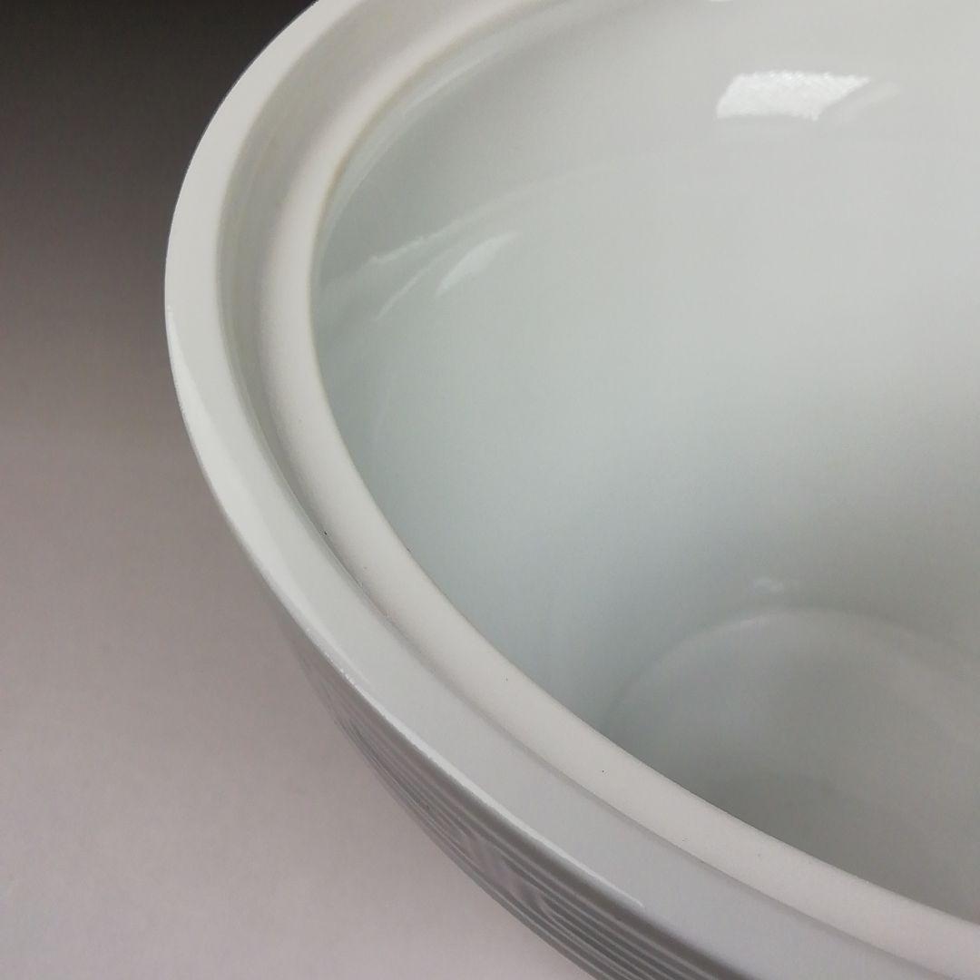 W64 水指 『白磁 青海波』『末広水指』『横石喜助 造』 共箱 茶道具