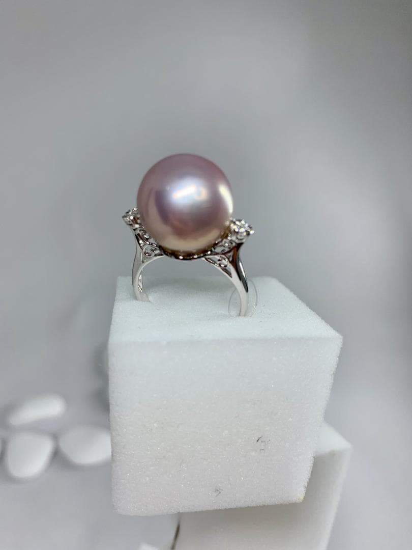 Spoilme -値下げピンクパール 13.3mm ダイヤ 18K リング 新品