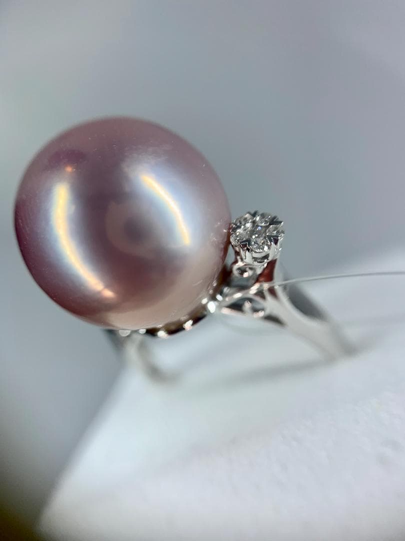 Spoilme -値下げピンクパール 13.3mm ダイヤ 18K リング 新品