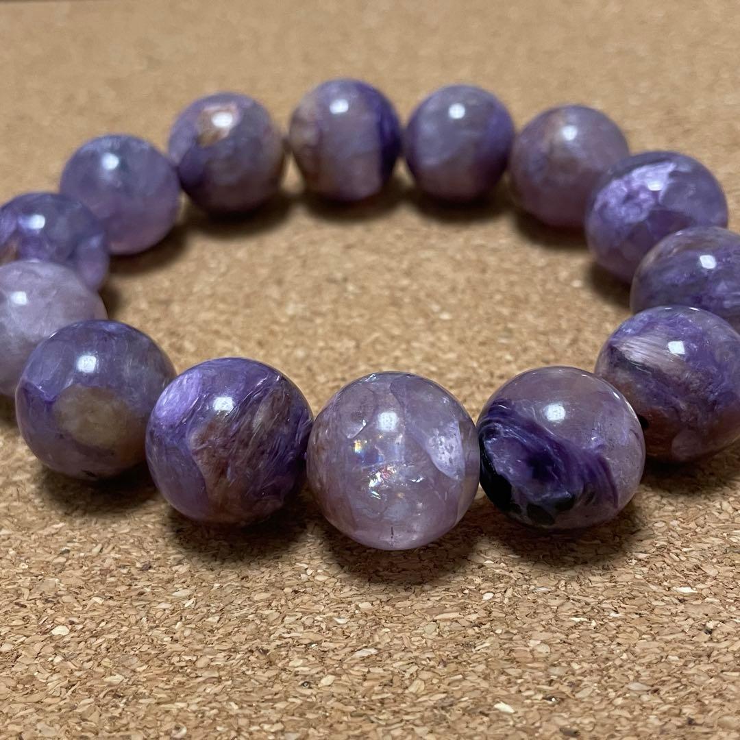 【大玉・虹入り有】エンジェルシリカ 約15〜15.9㎜ 内周約17㎝ 天然石