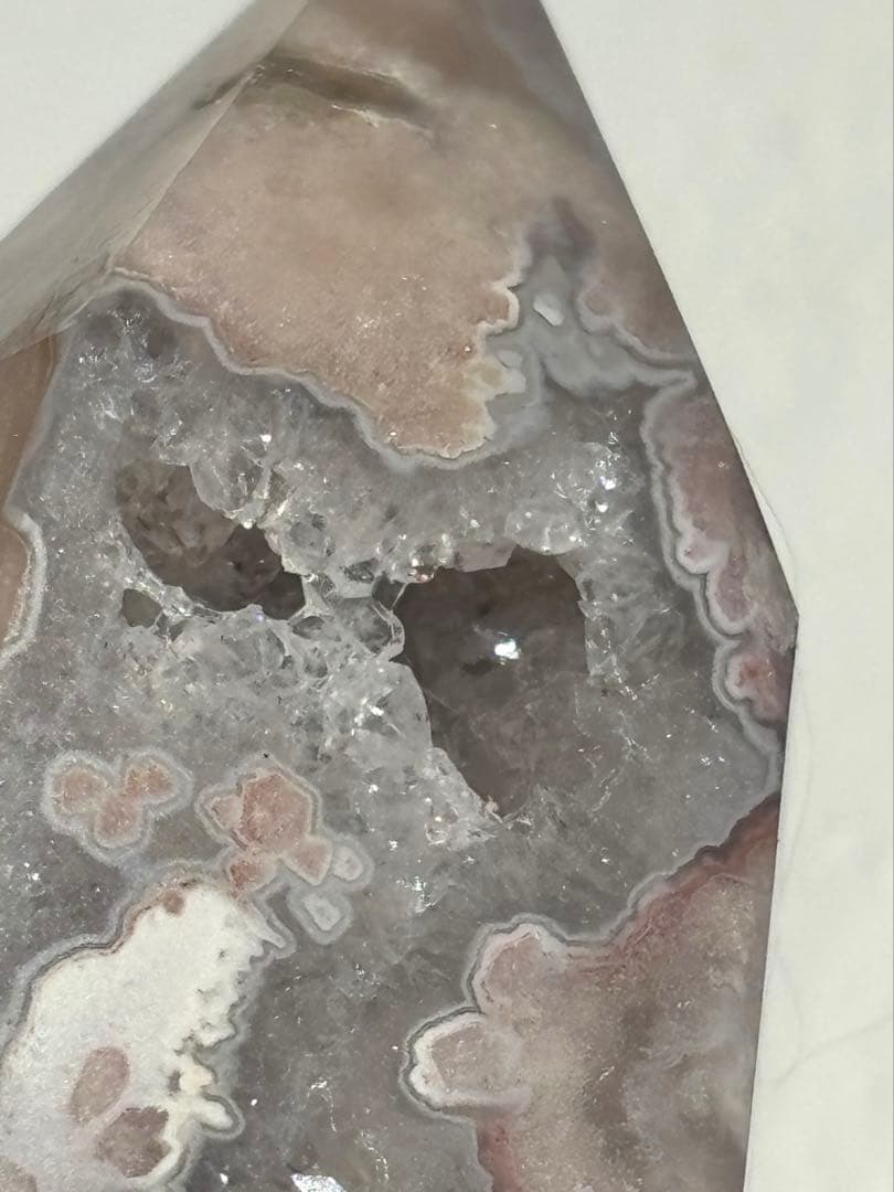 《レアカラー♡》チェリーブロッサムフラワーアゲート　タワー　ポイント　六角柱